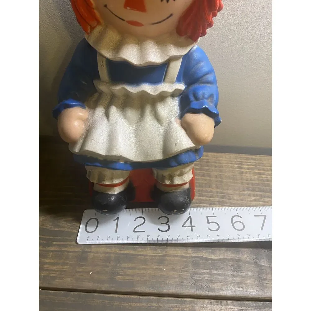 Vintage 1972 RAGGEDY ANN Plastic Piggy Bank BOBBS MERRILL MY TOY CO. Large 10.5